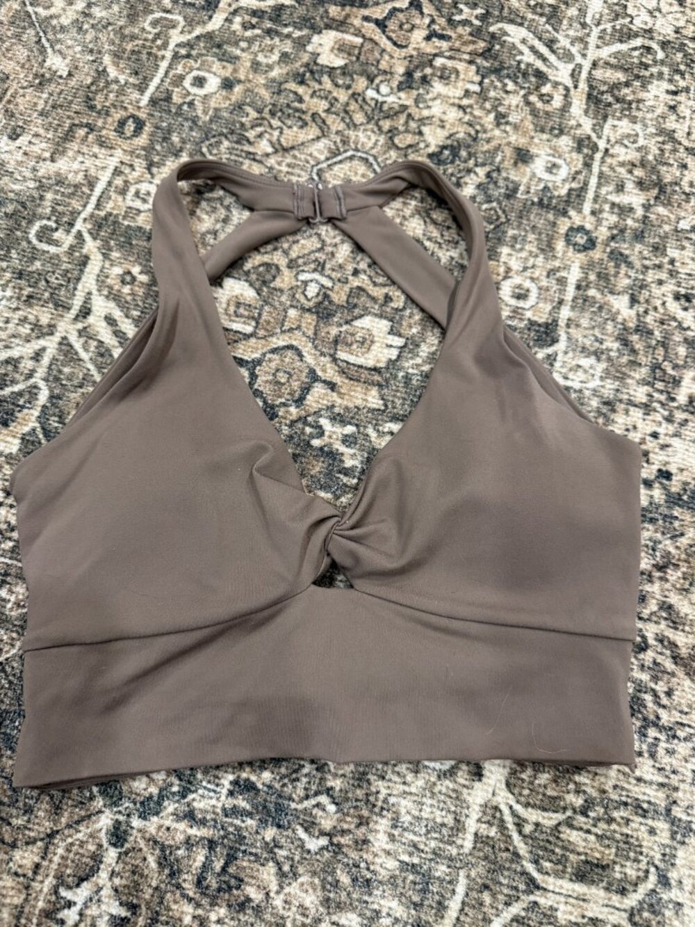 Taupe Crossover Strap Sports Bra and High Rise Legging Set Size S - Picture 6 of 8
